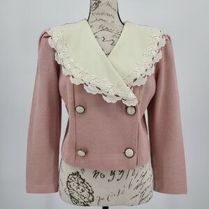 Vintage 1980's Jeffrey And Dara Knit Cropped Double-Breasted Women's Sweater